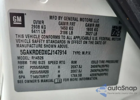 2012 Buick Enclave from USA, damaged, VIN 5GAKRDEDXCJ147914